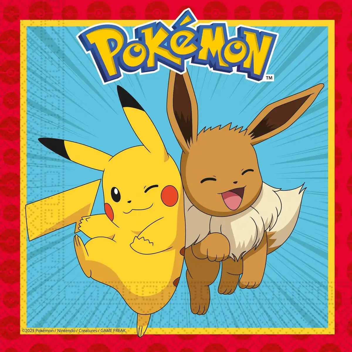 Pokémon – Servietten 33×33 cm (2-lagig) – Pikachu & Evoli